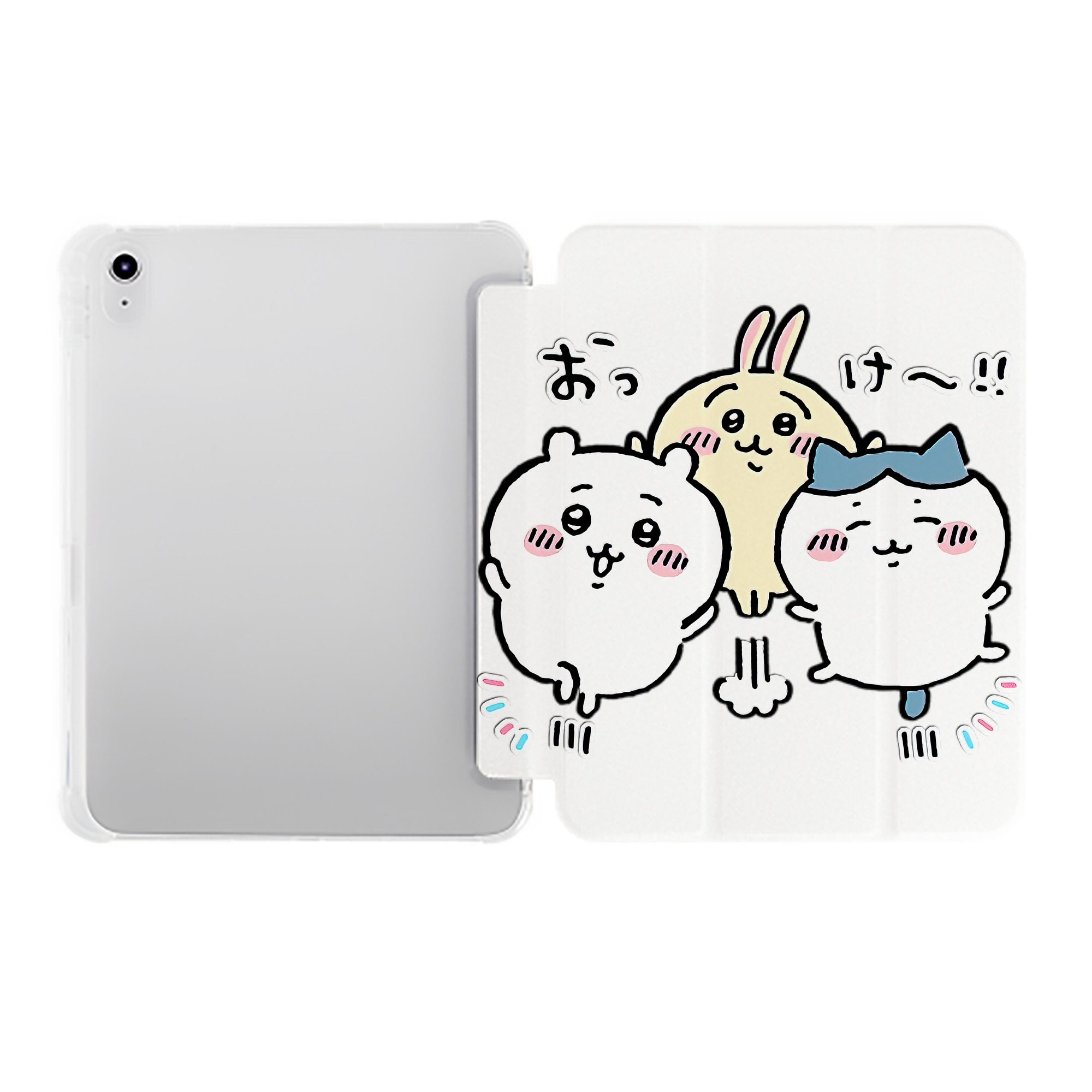 （画像用） ちいかわ ちいかわ Chii-kawa chiikawa IPad ケース ペン収納付き 三つ折りスタンド PUレザー×シリコン 対応機種9.5/10.5/10.9インチ
